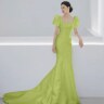 フレッシュグリーンサテンマーメイドドレス
