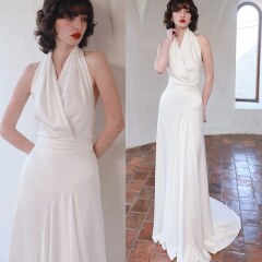 ホルダーネック背中空きドレス