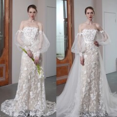 Sサイズ取り外しトレーン付き刺繍ドレス