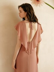 テラコッタピンクシフォンドレス