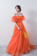 オレンジオフショルドレス