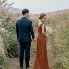 テラコッタノースリーブドレス