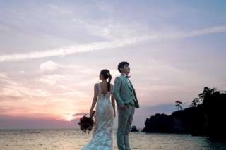 夕焼けに包まれて。ウェディングフォト