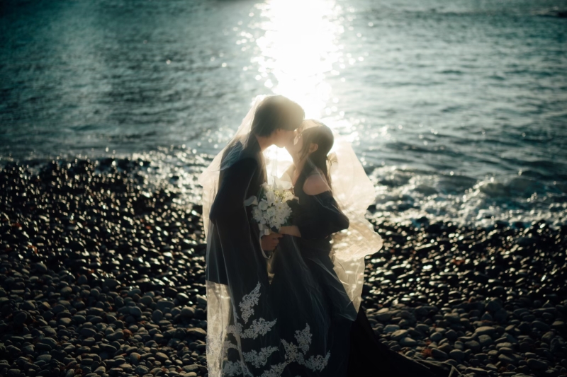 最後は岩場と海で