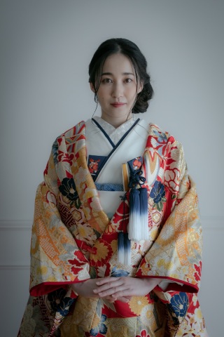 手まりに牡丹 赤