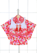 1Bｰ25　花うさぎ赤まり刺繍