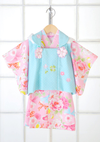 1Bｰ11　水色　フード×ピンク