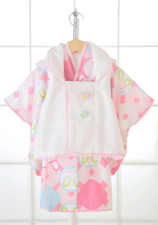 1Bｰ12　白被布　うさぎ柄