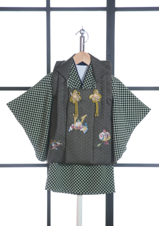 1B-14　グリーン市松にカブト被