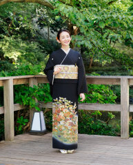 手描き 茶器袋菊松文