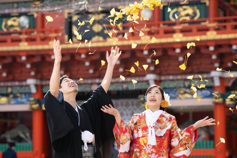 秋限定【本格神社でのフォトウエディング】結婚奉告参拝を含む〇 撮影90分／50カット納品／和装1着／花嫁小物付き