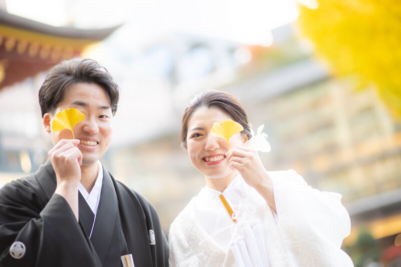 秋限定【本格神社でのフォトウエディング】結婚奉告参拝を含む〇 撮影90分／50カット納品／和装1着／花嫁小物付き