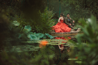 緑が溢れるなかロケーション撮影