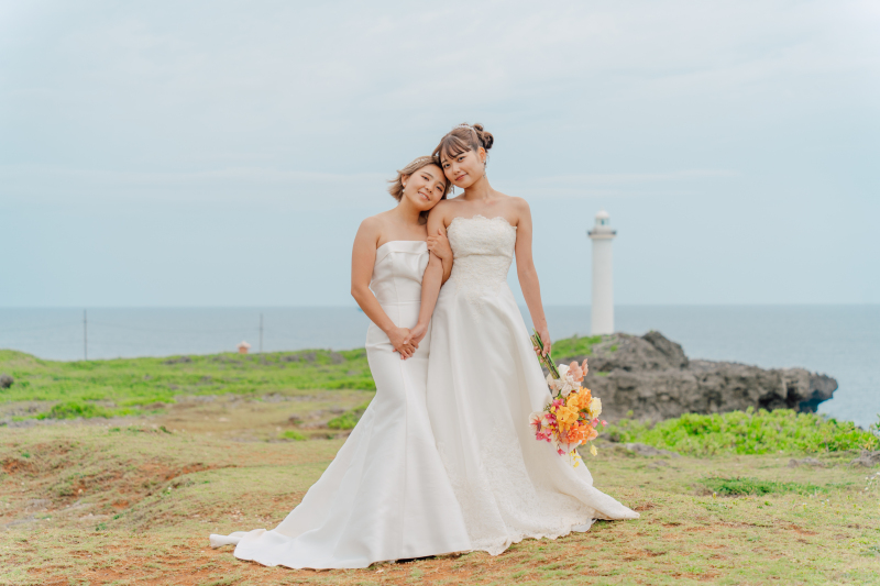 灯台をバックにダイナミックなフォトを。