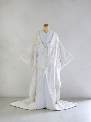 白無垢ゴールド花柄刺繍