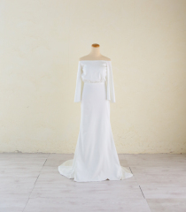 オフショルストレートドレス