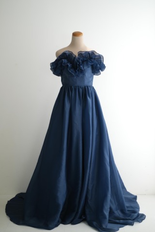 ネイビーフリルAラインドレス