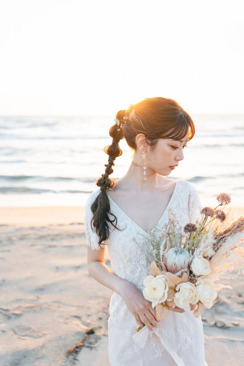 綺麗な海と新婦様