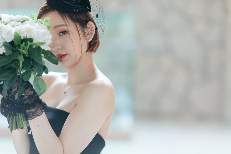 レトロにグローブ+チュールハット