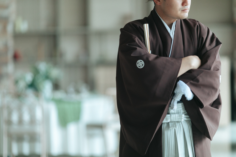 ブラウンのおしゃれな紋服