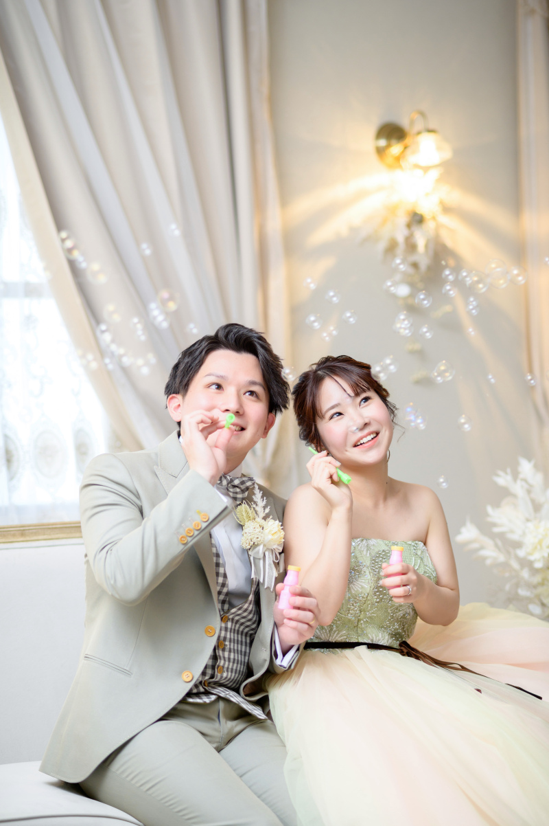 シャボン玉でナチュラルな雰囲気