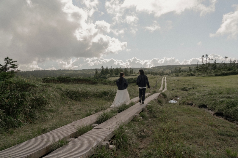 湿原での撮影開始