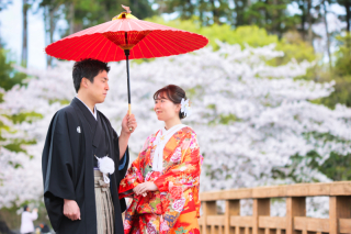和装で桜ロケーションフォト♡