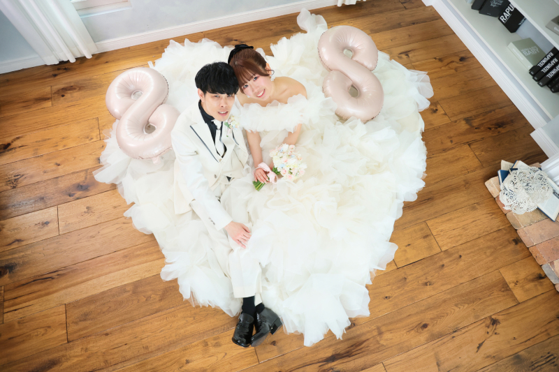 ボリュームたっぷりのドレスでハート♡