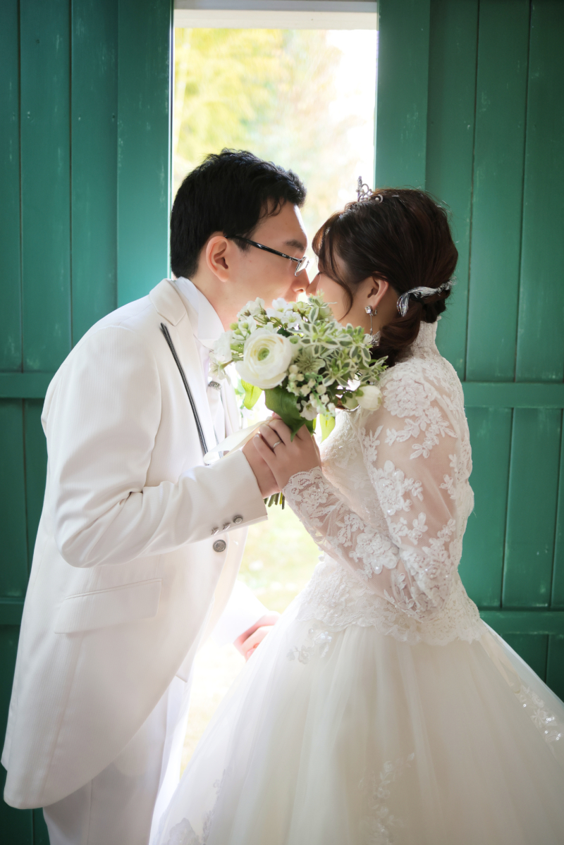 ブーケ越しのお2人♡