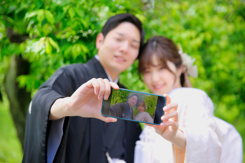 自撮り中のおふたりをお撮りしました(^^♪