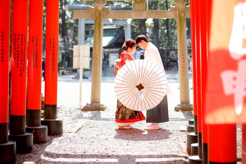 常磐神社の鳥居にて