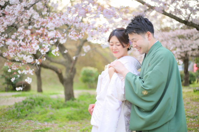 夕暮れ時のおふたりと桜♪