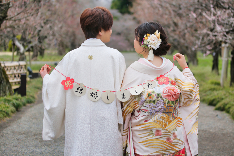 淡い色味のかわいい色打掛もございます。