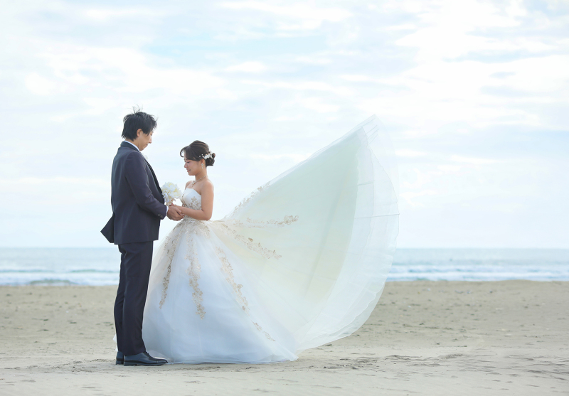 《輝く海でのフォトウェディング!》美しい茨城の海を堪能♪ 海ロケは本格的に暑くなる前がGOOD!データ120cプラン