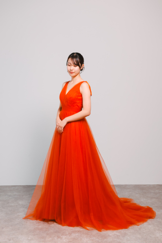 オレンジチュールドレス