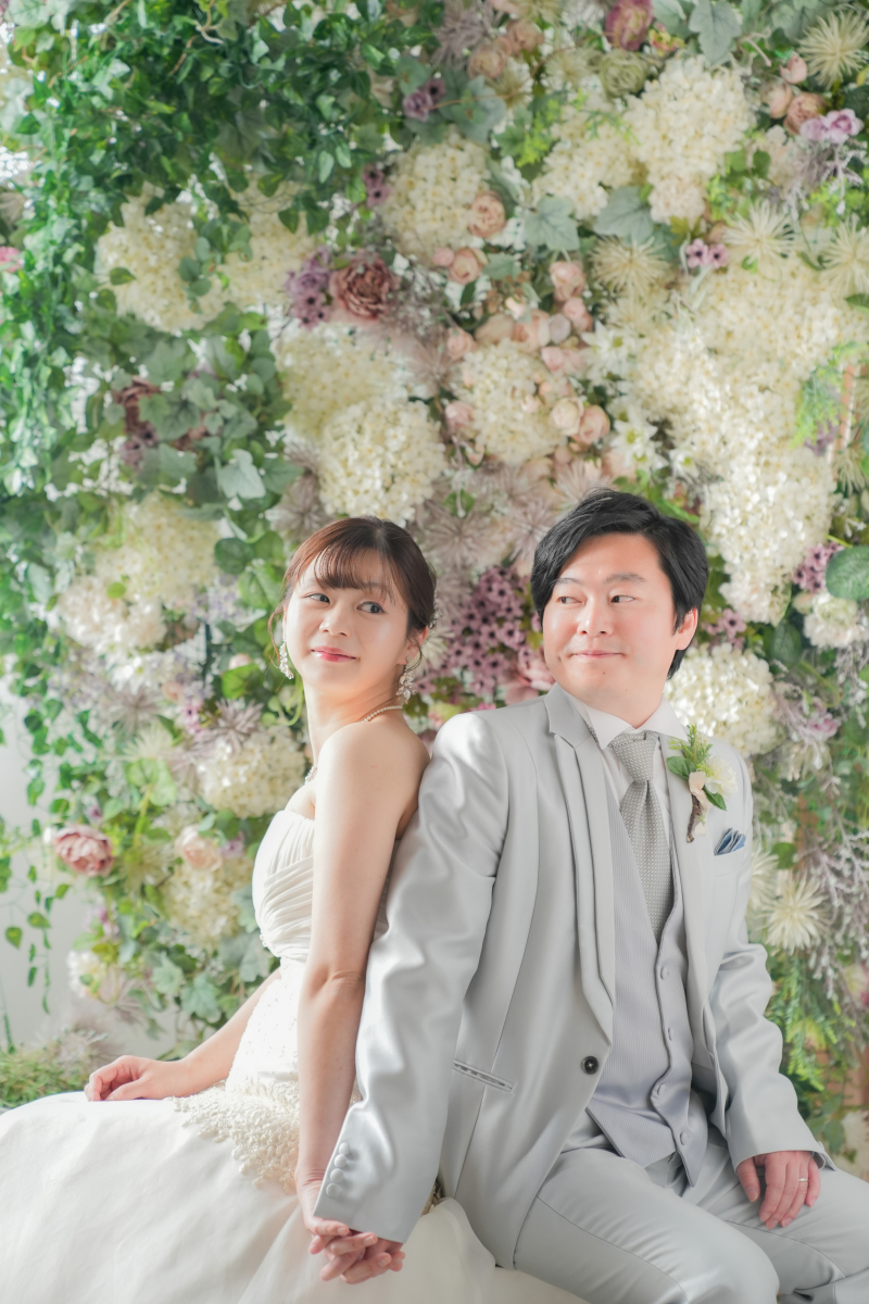 お花に包まれたツーショット