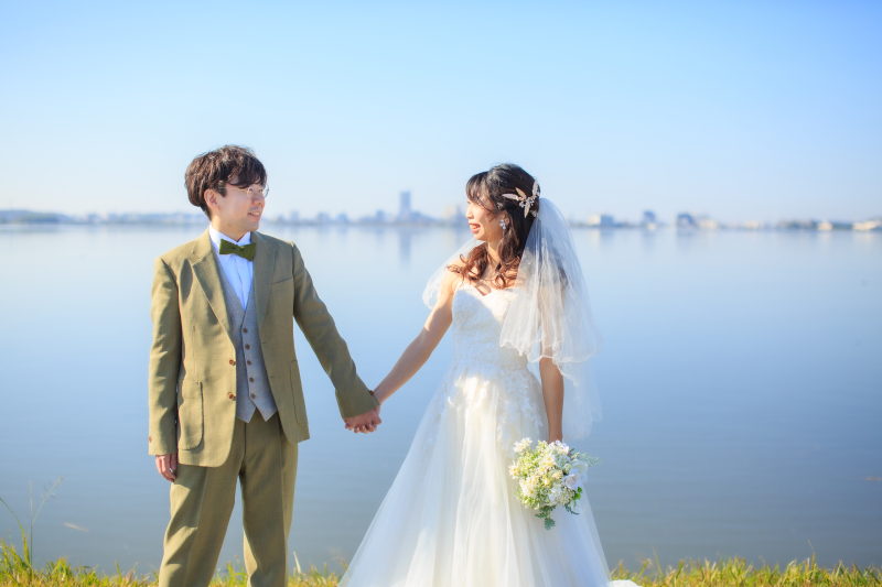 晴天の日、霞ヶ浦で