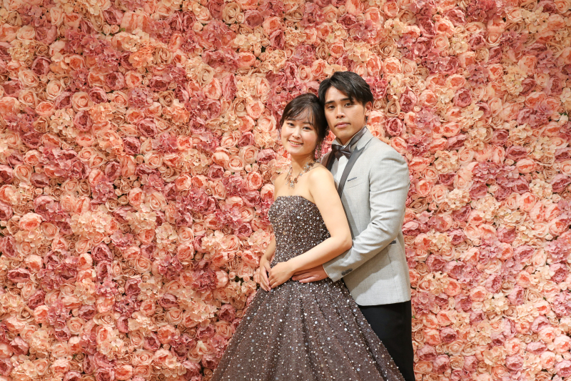 迫力がある立体的なフラワーウォール