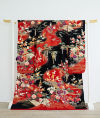 弾振袖 朱山流華/黒引振袖