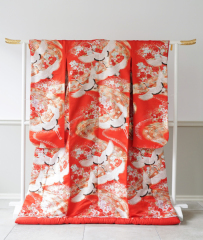 色打掛 1128 赤花流水鶴