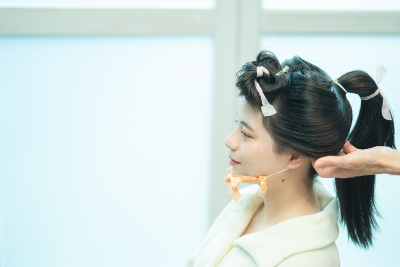 地毛結いのお仕度シーン