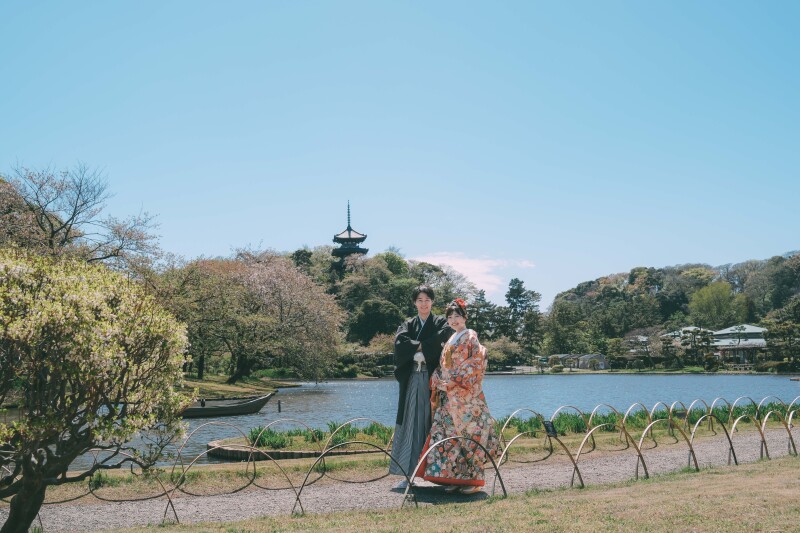 晴天の三渓園で
