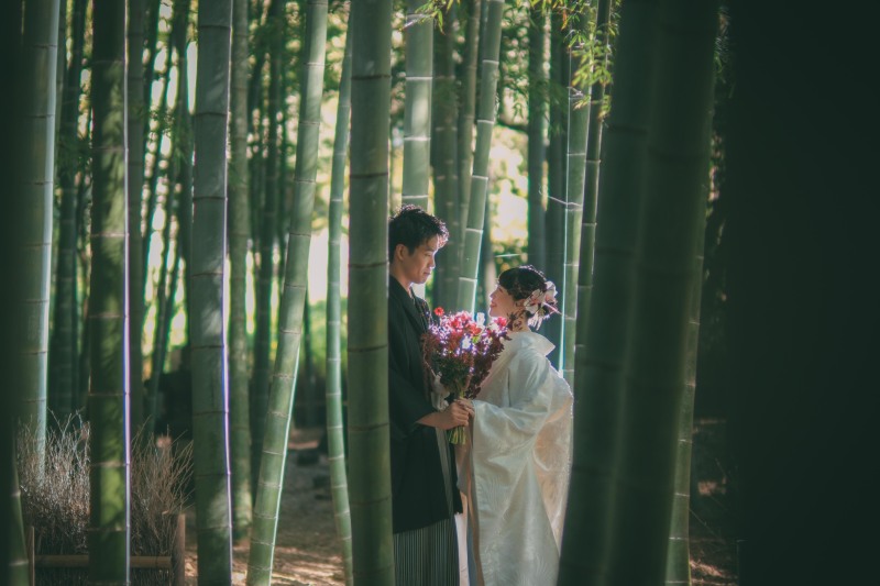 【報国寺】◎90分撮影し放題◎全データ色補正付150カット以上納品・申請代行+申請料金込み・新婦様ヘアメイク付き