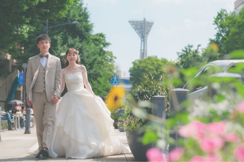 【日本大通り】◎120分撮影し放題◎全データ色補正付150カット以上納品・申請代行+申請料金込み・新婦様ヘアメイク付き