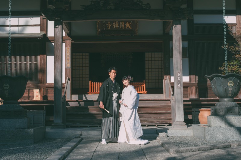 【報国寺】◎90分撮影し放題◎全データ色補正付150カット以上納品・申請代行+申請料金込み・新婦様ヘアメイク付き