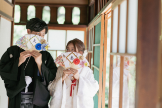 日本庭園での和装ショット