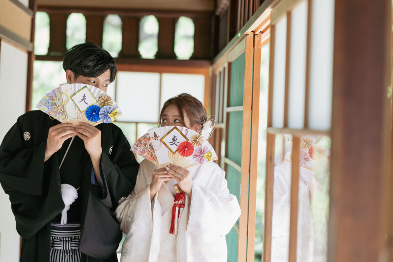 日本庭園での和装ショット