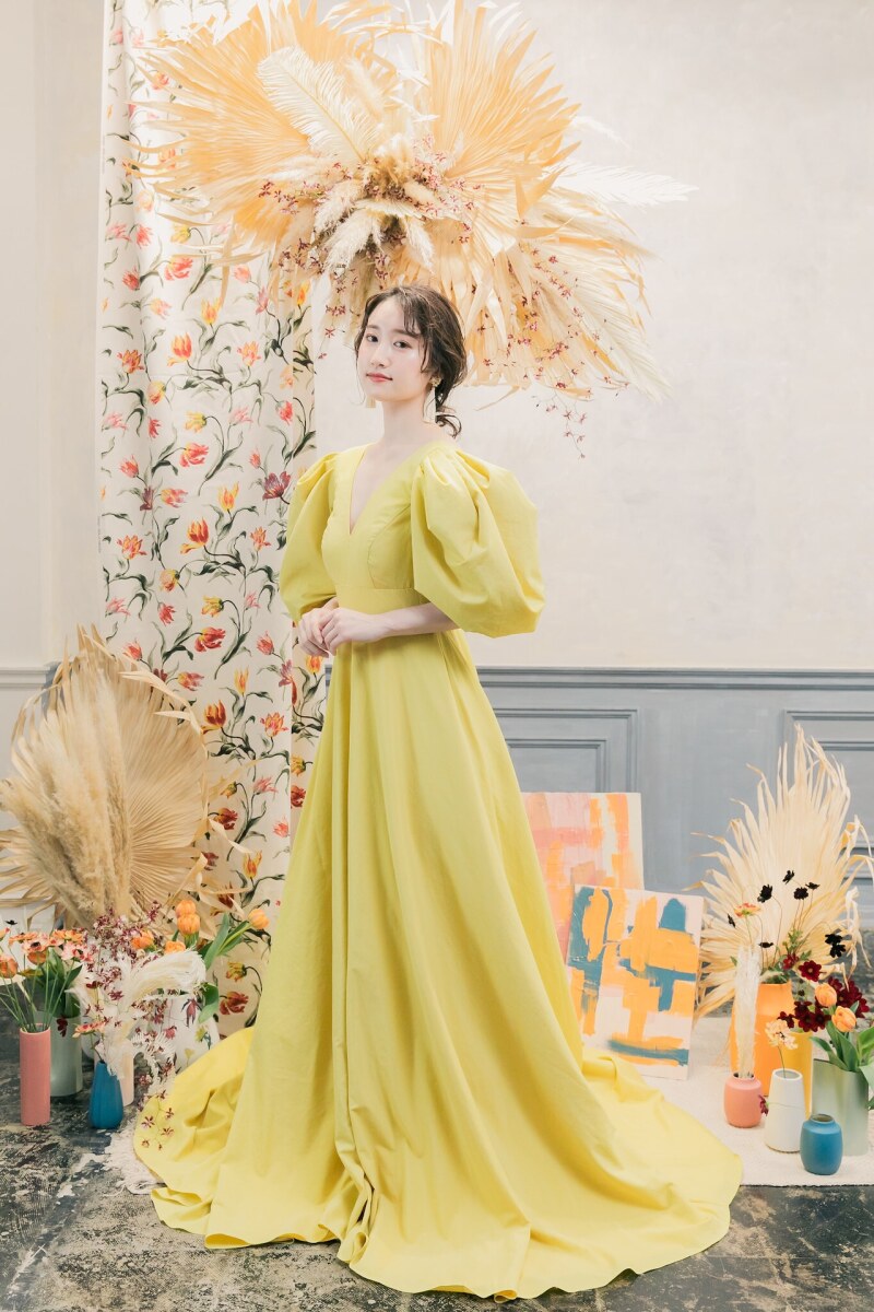 【ロケーション用】パフスリーブイエロードレス