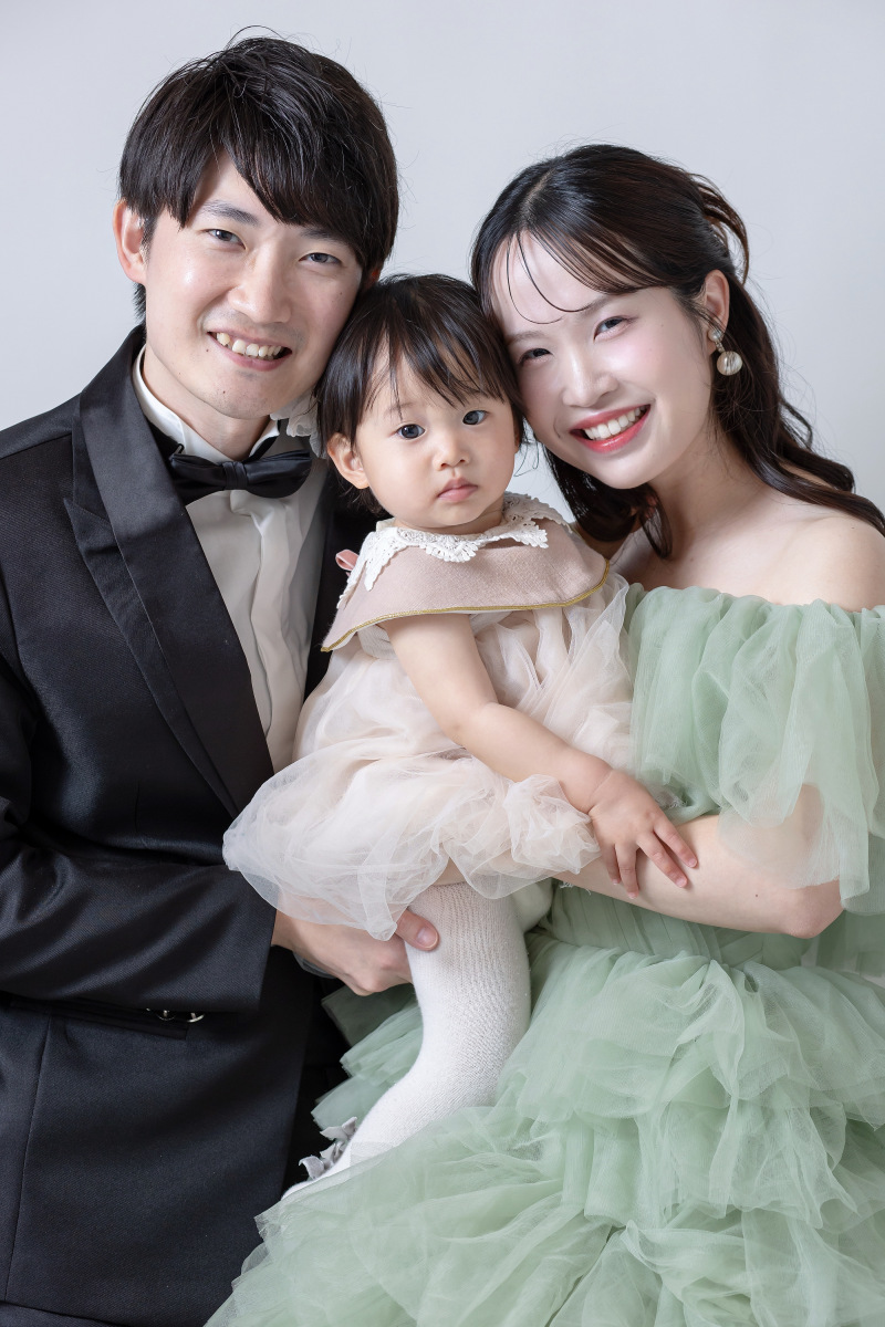 【グリーンカラードレス】洋装スタジオ撮影