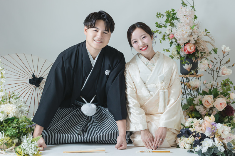 和やかに寄り添う和装&times;和装